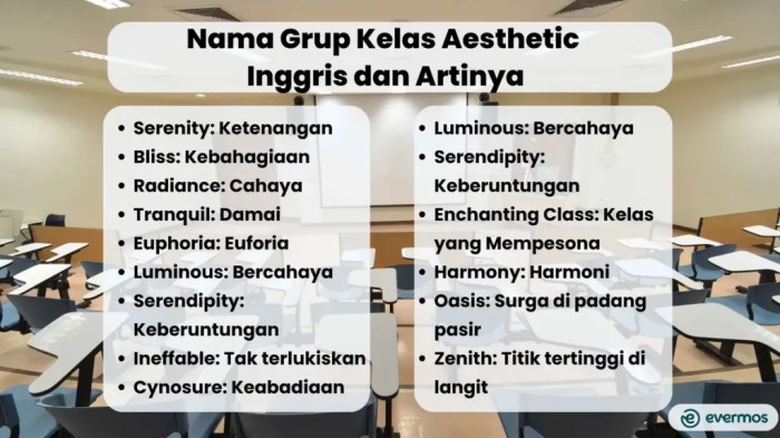 Nama Grup Kelas 5 Aesthetic