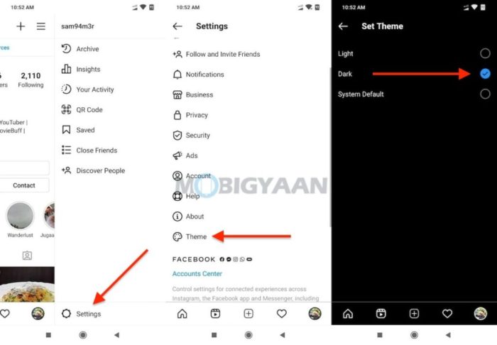 Cara Mengubah Tema Instagram Menjadi Hitam