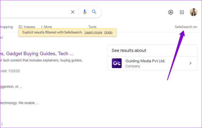 Google off safesearch turn search disable label